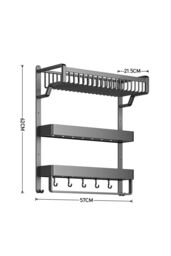 Living and Home 3-Tiers Corner Shower Caddy with Towel Rack Bathroom Storage Shelf Basket Organiser Tidy Tray in Grey - thumbnail 4