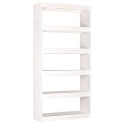 Berkfield Home Book Cabinet/Room Divider White 80x30x167.4 cm Solid Wood Pine - thumbnail 1