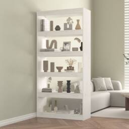Berkfield Home Book Cabinet/Room Divider White 80x30x167.4 cm Solid Wood Pine - thumbnail 2