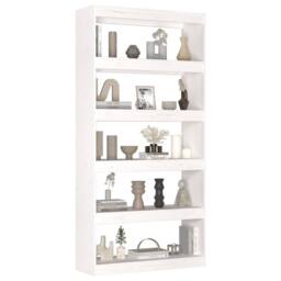 Berkfield Home Book Cabinet/Room Divider White 80x30x167.4 cm Solid Wood Pine - thumbnail 4