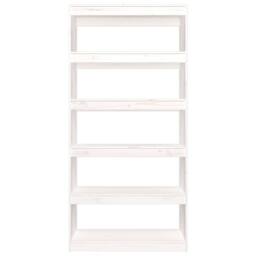 Berkfield Home Book Cabinet/Room Divider White 80x30x167.4 cm Solid Wood Pine - thumbnail 5
