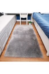 Living and Home Grey Soft Shaggy Area Rugs Washable Quick-Drying Thick Pile Rug for Bedroom Living Room, 180cm L x 100 cm W - Size: 100 cm x 180 cm - thumbnail 3