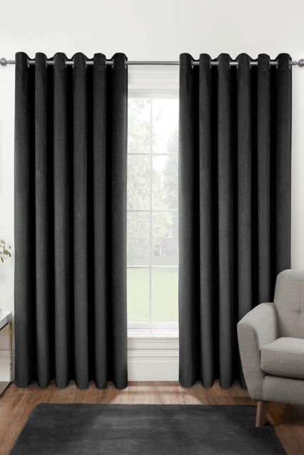 Homescapes Thermal 100% Blackout Velvet Curtains in Grey - Size: 117 cm width x 137 cm drop - image 1