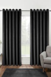 Homescapes Thermal 100% Blackout Velvet Curtains in Grey - Size: 117 cm width x 137 cm drop - thumbnail 1