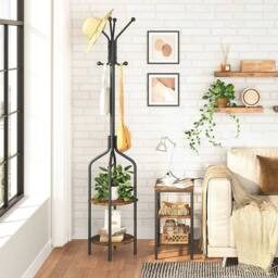 KORVIXA Coat Rack Coat Stand Hall Tree Free Standing in Black - Size: 900mm - thumbnail 5
