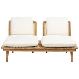 Wyld and Coco 5 Piece Outdoor Set Acacia Wood PE Rattan Backrests Light Beige in Brown - thumbnail 4