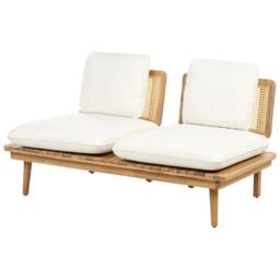 Wyld and Coco 5 Piece Outdoor Set Acacia Wood PE Rattan Backrests Light Beige in Brown - thumbnail 5