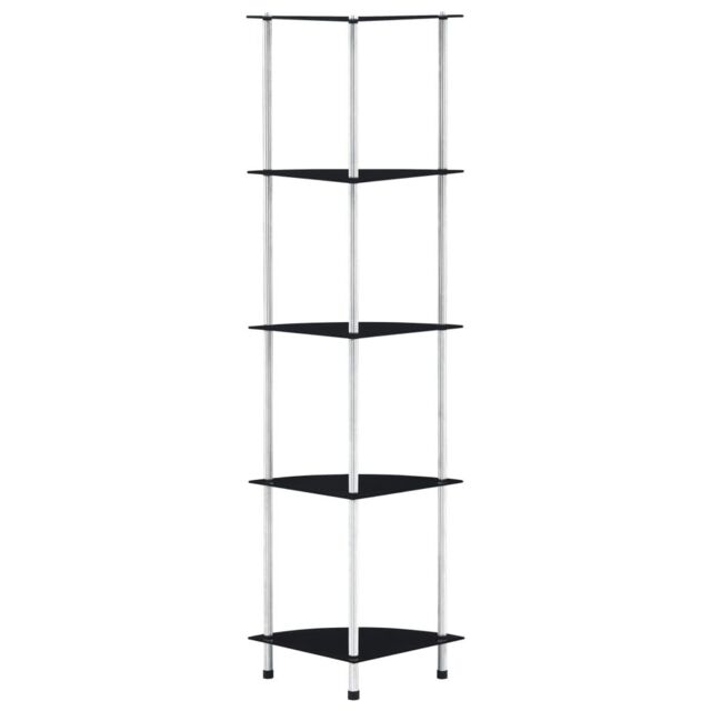 Berkfield Home 5-Tier Shelf Black 30x30x130 cm Tempered Glass - Size: 30 x 30 x 130 cm - image 1