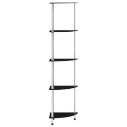 Berkfield Home 5-Tier Shelf Black 30x30x130 cm Tempered Glass - Size: 30 x 30 x 130 cm - thumbnail 3