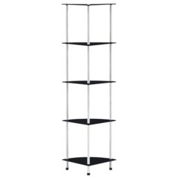 Berkfield Home 5-Tier Shelf Black 30x30x130 cm Tempered Glass - Size: 30 x 30 x 130 cm