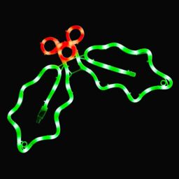 Christow Holly Christmas Rope Light Silhouette LED Wall Window Decoration 32cm x 45cm - Size: 32 cm x 45 cm - thumbnail 2