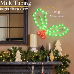 Christow Holly Christmas Rope Light Silhouette LED Wall Window Decoration 32cm x 45cm - Size: 32 cm x 45 cm - thumbnail 3