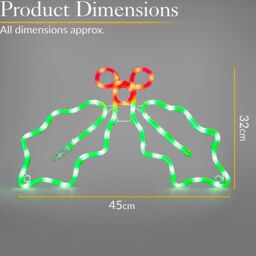 Christow Holly Christmas Rope Light Silhouette LED Wall Window Decoration 32cm x 45cm - Size: 32 cm x 45 cm - thumbnail 6