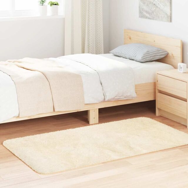 Berkfield Home Shaggy Rug High Pile NAVARRA Cream 80x150 cm Polyester - Size: Medium - image 1