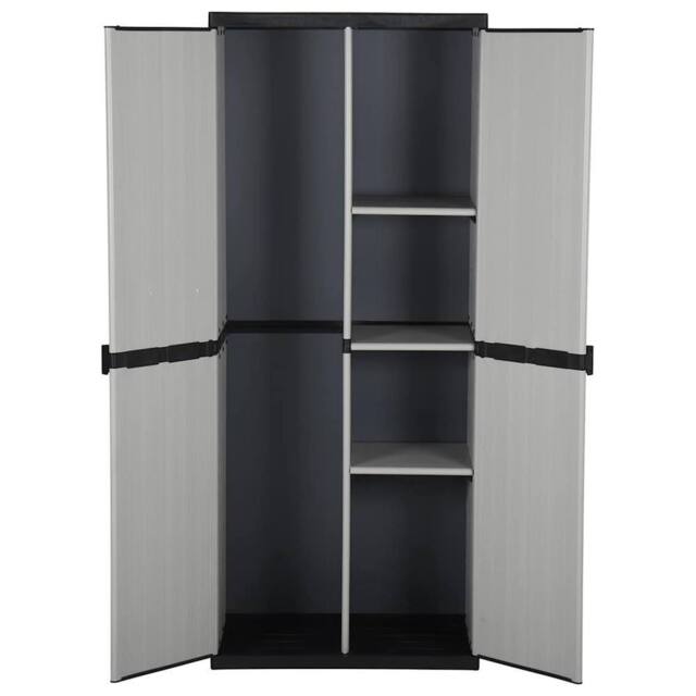 Berkfield Home Garden Storage Cabinet with 3 Shelves Grey&Black 68x40x168 cm in Grey - Size: 68 x 40 x 168 cm - image 1