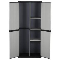 Berkfield Home Garden Storage Cabinet with 3 Shelves Grey&Black 68x40x168 cm in Grey - Size: 68 x 40 x 168 cm - thumbnail 1