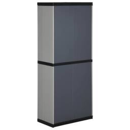 Berkfield Home Garden Storage Cabinet with 3 Shelves Grey&Black 68x40x168 cm in Grey - Size: 68 x 40 x 168 cm - thumbnail 5