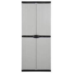 Berkfield Home Garden Storage Cabinet with 3 Shelves Grey&Black 68x40x168 cm in Grey - Size: 68 x 40 x 168 cm - thumbnail 3