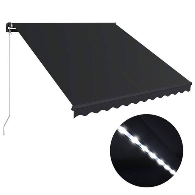 Berkfield Home Manual Retractable Awning with LED 300x250 cm Anthracite in Black - image 1