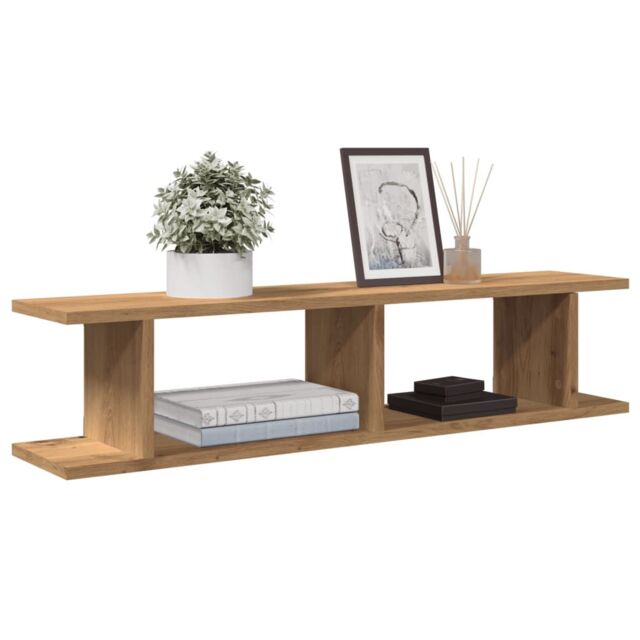 Berkfield Home Wall Shelves 2 pcs Artisan Oak 90x18x20 cm Engineered Wood in Brown - Size: 90 x 18 x 20 cm - image 1