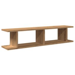 Berkfield Home Wall Shelves 2 pcs Artisan Oak 90x18x20 cm Engineered Wood in Brown - Size: 90 x 18 x 20 cm - thumbnail 4