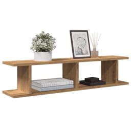Berkfield Home Wall Shelves 2 pcs Artisan Oak 90x18x20 cm Engineered Wood in Brown - Size: 90 x 18 x 20 cm - thumbnail 1