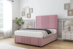 "Sloomy Harrington Plush Divan Bed Base 4 Drawers With 26"" Strutted Headboard & 12"" Matching Footboard in Pink - Size: Super King" - thumbnail 3