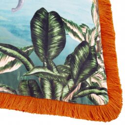 Paoletti Odisha Scene Printed Velvet Cushion - Size: 50 cm x 50 cm - thumbnail 5