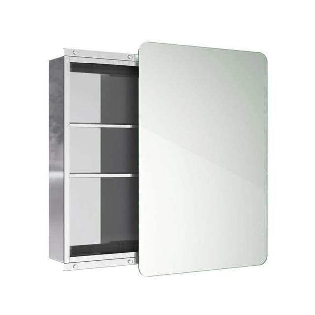SPETLEK Bathroom Mirror Cabinet Wall Hung Mount Sliding in Silver - image 1