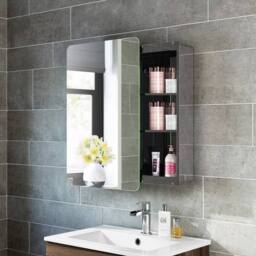 SPETLEK Bathroom Mirror Cabinet Wall Hung Mount Sliding in Silver - thumbnail 5