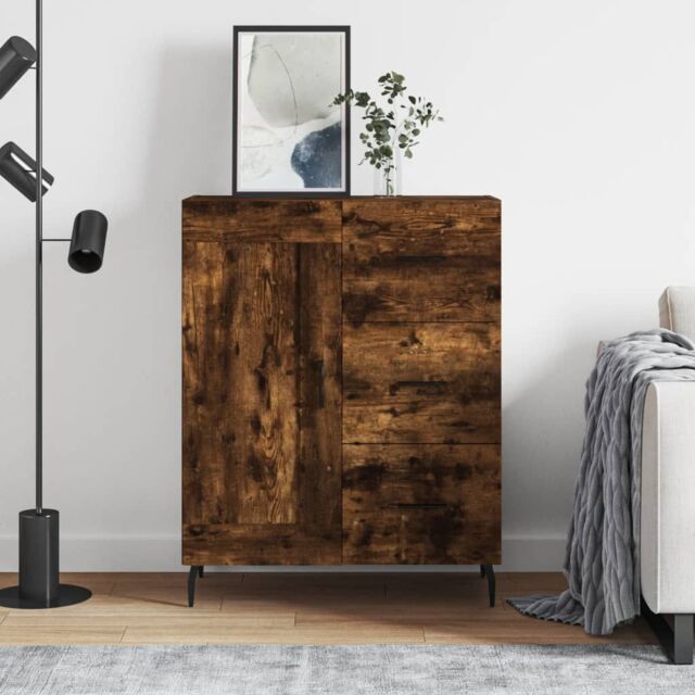 Berkfield Home Sideboard Smoked Oak 69.5x34x90 cm Engineered Wood in Brown - image 1