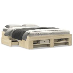 Berkfield Home Bed Frame without Mattress Sonoma Oak 120x190 cm Small Double Engineered Wood in Brown - thumbnail 4