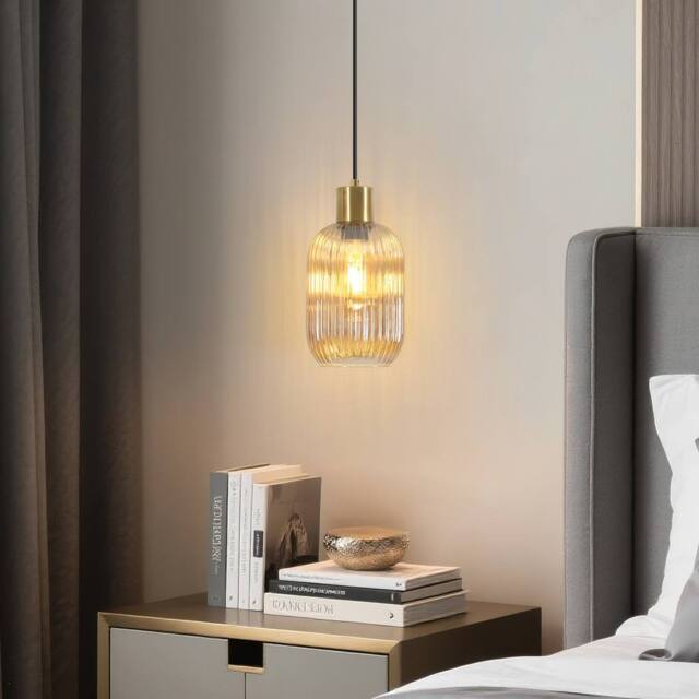 Pheashine Modern Crystal Chandelier Glass Shade E27 Lamp Holder in Gold