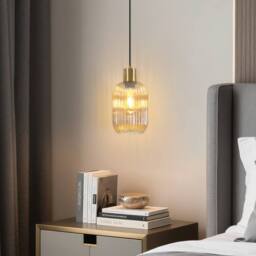 Pheashine Modern Crystal Chandelier Glass Shade E27 Lamp Holder in Gold