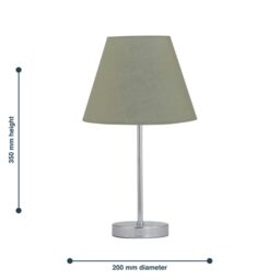 First Choice Lighting Set of 2 Chrome Stick Table Lamps with Sage Green Fabric Shades in Silver - thumbnail 5