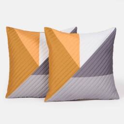 OHS 2 Pack Geometric Pinsonic Cushion Covers - 45 x 45cm in Yellow - Size: 45 cm x 45 cm - thumbnail 4
