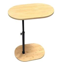 FORGEVIO C-Shaped Bamboo Side Table with Rotating TV Tray in Natural - thumbnail 6
