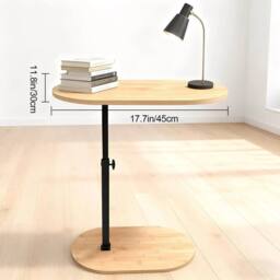 FORGEVIO C-Shaped Bamboo Side Table with Rotating TV Tray in Natural - thumbnail 2