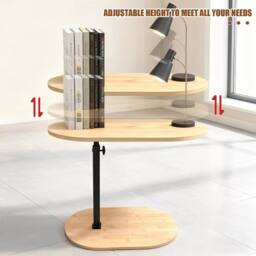 FORGEVIO C-Shaped Bamboo Side Table with Rotating TV Tray in Natural - thumbnail 4