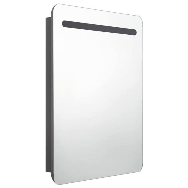 Berkfield Home LED Bathroom Mirror Cabinet Grey 60x11x80 cm - Size: 60 x 11 x 80 cm - image 1