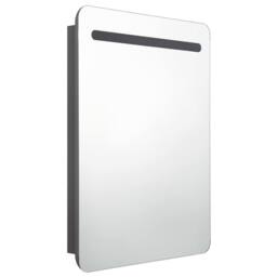 Berkfield Home LED Bathroom Mirror Cabinet Grey 60x11x80 cm - Size: 60 x 11 x 80 cm - thumbnail 1