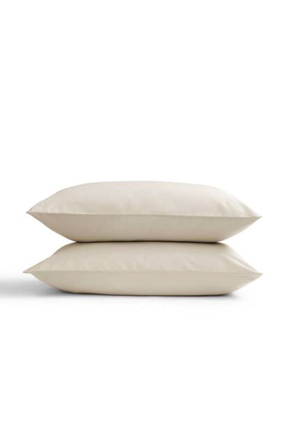 CHRISTY 400TC Luxury Cotton Sateen Plain Dye Pillowcases Pair in Light Beige - image 1