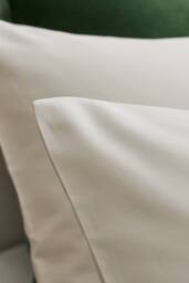 CHRISTY 400TC Luxury Cotton Sateen Plain Dye Pillowcases Pair in Light Beige - thumbnail 3
