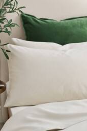 CHRISTY 400TC Luxury Cotton Sateen Plain Dye Pillowcases Pair in Light Beige - thumbnail 2