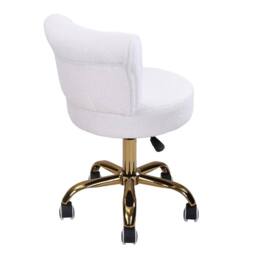 SPETLEK Adjustable Teddy Fleece Vanity Stool Swivel Dressing Makeup Chair in White - thumbnail 5