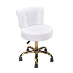SPETLEK Adjustable Teddy Fleece Vanity Stool Swivel Dressing Makeup Chair in White - thumbnail 2