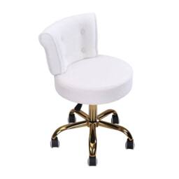 SPETLEK Adjustable Teddy Fleece Vanity Stool Swivel Dressing Makeup Chair in White - thumbnail 4