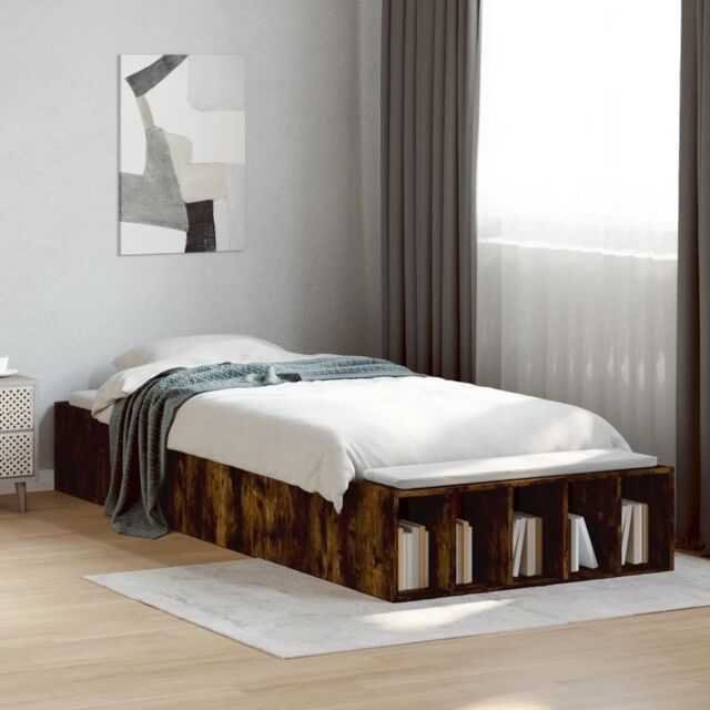Berkfield Home Bed Frame without Mattress Smoked Oak 90x200 cm in Brown - image 1