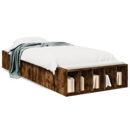 Berkfield Home Bed Frame without Mattress Smoked Oak 90x200 cm in Brown - thumbnail 2