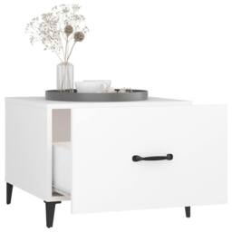 Berkfield Home Coffee Table with Metal Legs White 50x50x40 cm - Size: 50 x 50 x 40 cm - thumbnail 5